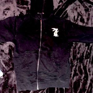 Empyre zip up hoodie (lucky day rabbit) in black and cream